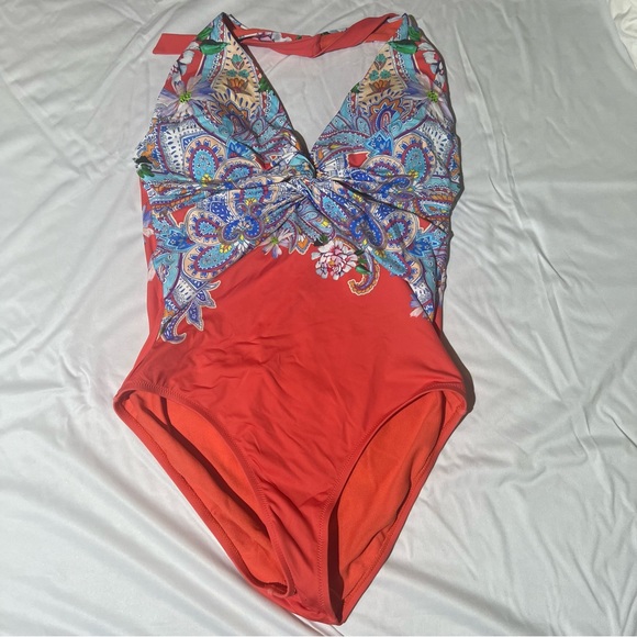 Johnny was bathing suit L orange floral - Picture 9 of 9